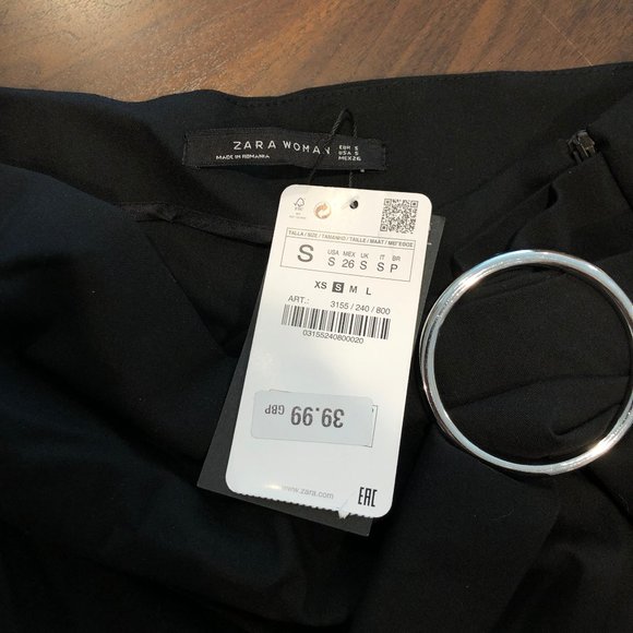 Zara Black Wrap-Front Ankle Pants w/ Silver Buckle - Picture 5 of 6